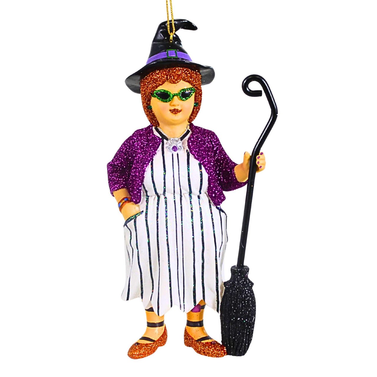 December Diamonds 7.5 Inch Endora Halloween Tree Ornament , Spider Spells Broom